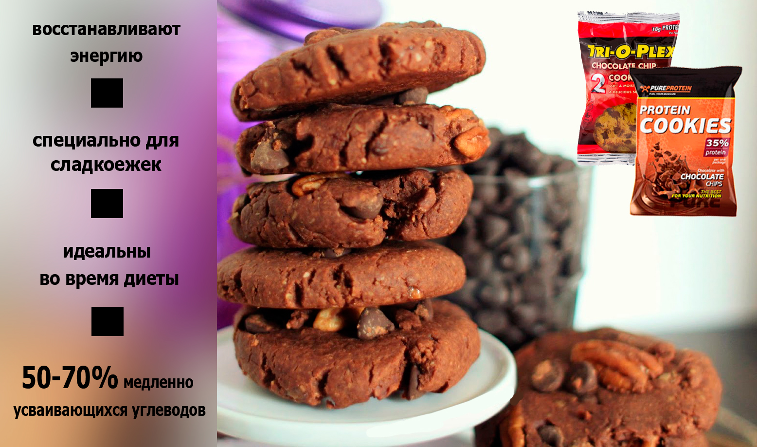 Высокобелковое печенье Protein Cookies 35% Protein от PureProtein